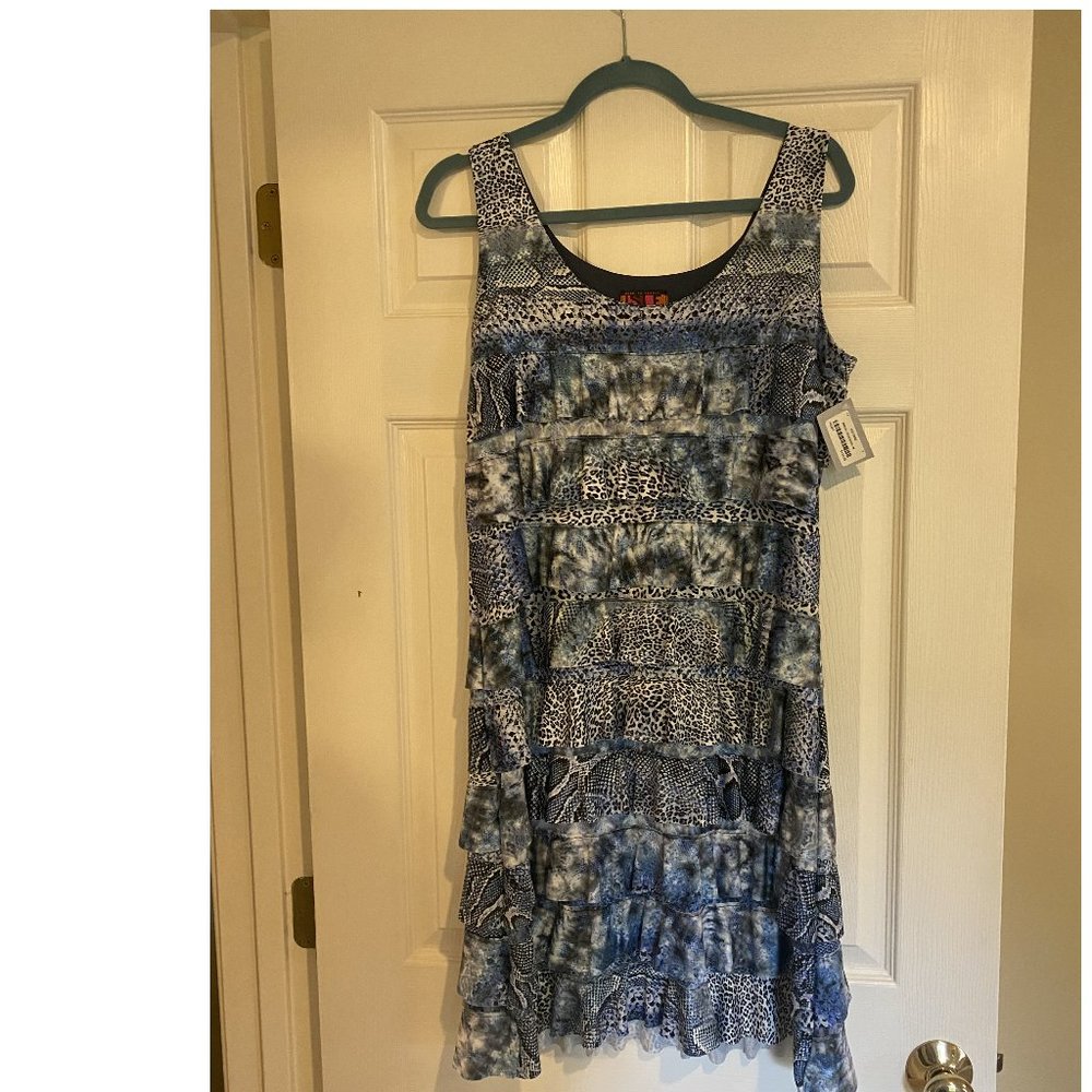 Blue pleated summer dress,  sz M new with tags